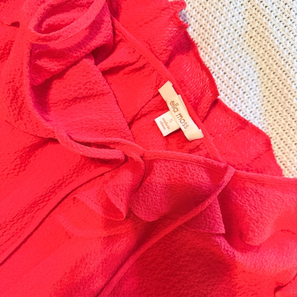 ELLA MOSS Scarlet Red Ruffle Tank Top - Sleeveless Blouse - Picture 7 of 10